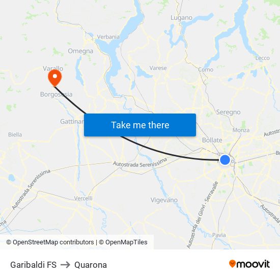 Garibaldi FS to Quarona map