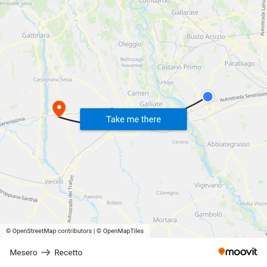 Mesero to Recetto map