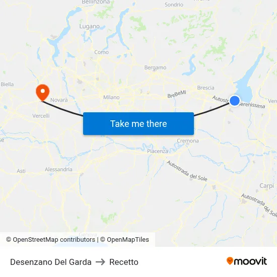 Desenzano del Garda to Recetto map