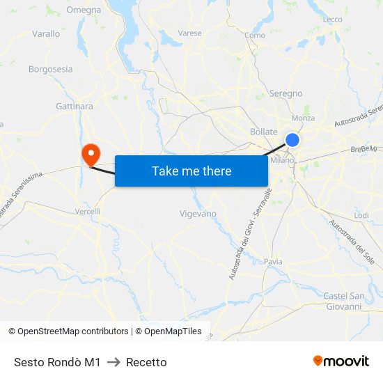 Sesto Rondò M1 to Recetto map