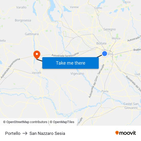 Portello to San Nazzaro Sesia map