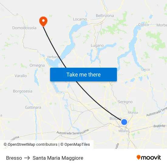 Bresso to Santa Maria Maggiore map
