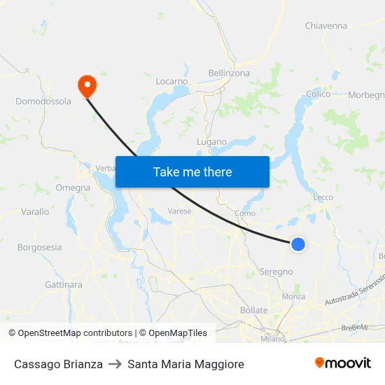 Cassago Brianza to Santa Maria Maggiore map
