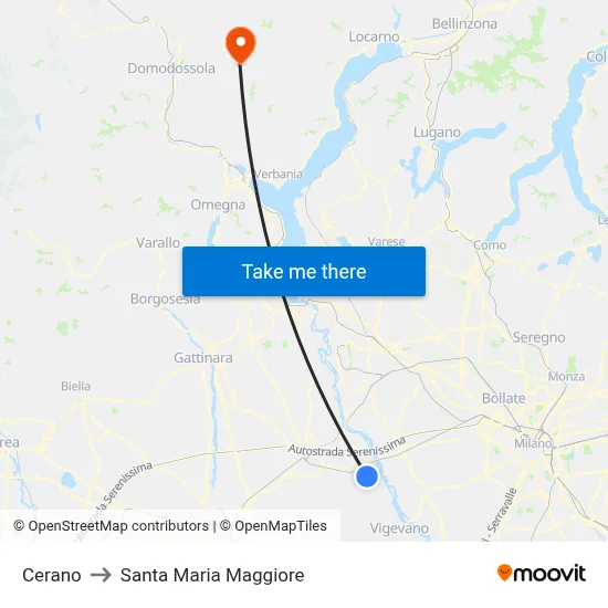 Cerano to Santa Maria Maggiore map