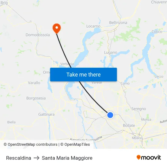 Rescaldina to Santa Maria Maggiore map