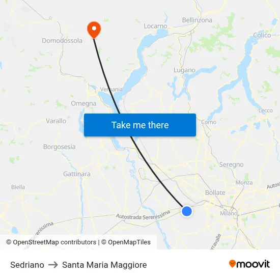 Sedriano to Santa Maria Maggiore map