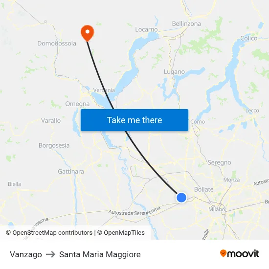 Vanzago to Santa Maria Maggiore map