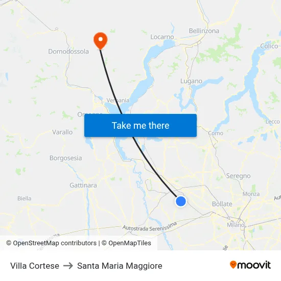 Villa Cortese to Santa Maria Maggiore map