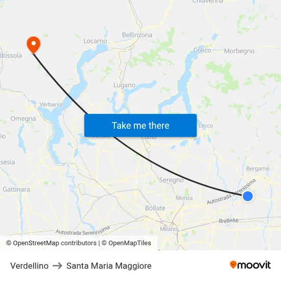 Verdellino to Santa Maria Maggiore map
