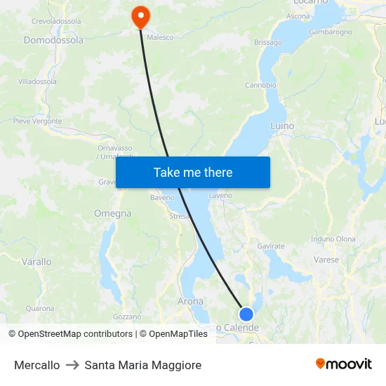 Mercallo to Santa Maria Maggiore map