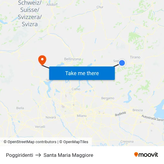 Poggiridenti to Santa Maria Maggiore map