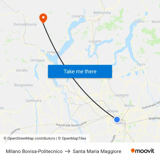 Milano Bovisa-Politecnico to Santa Maria Maggiore map