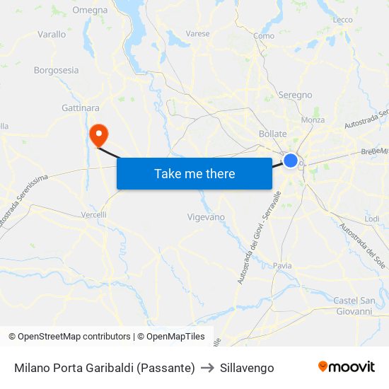 Milano Porta Garibaldi (Passante) to Sillavengo map