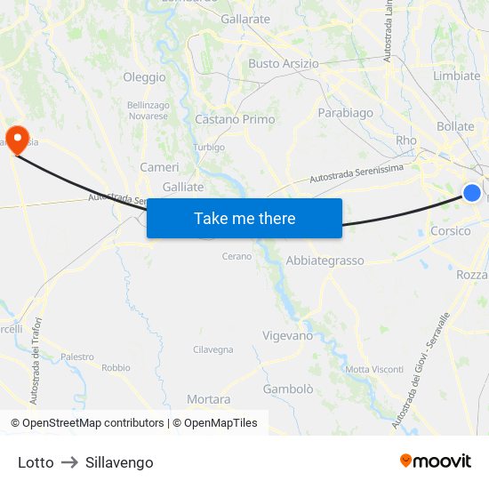 Lotto to Sillavengo map