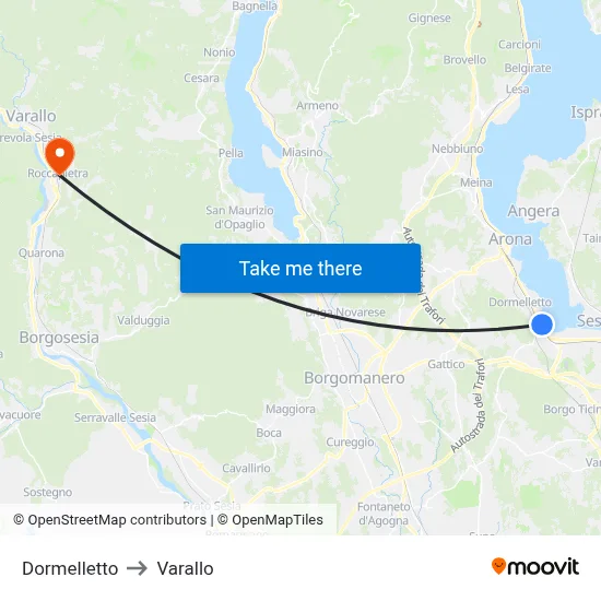 Dormelletto to Varallo map
