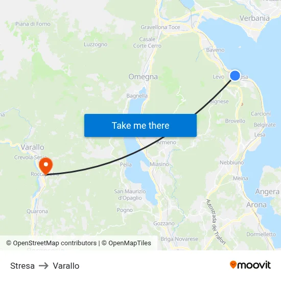 Stresa to Varallo map
