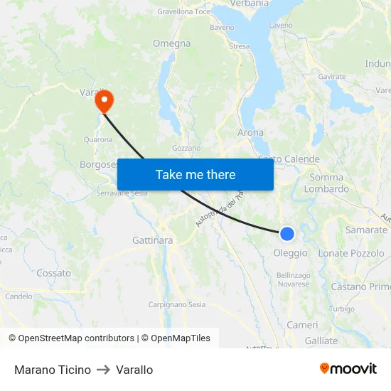 Marano Ticino to Varallo map
