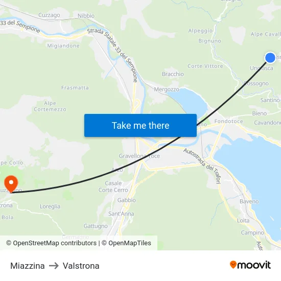 Miazzina to Valstrona map