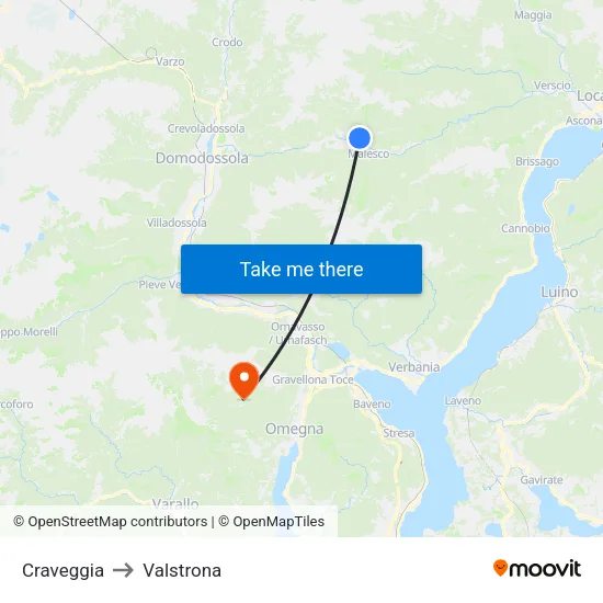 Craveggia to Valstrona map