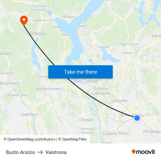 Busto Arsizio to Valstrona map