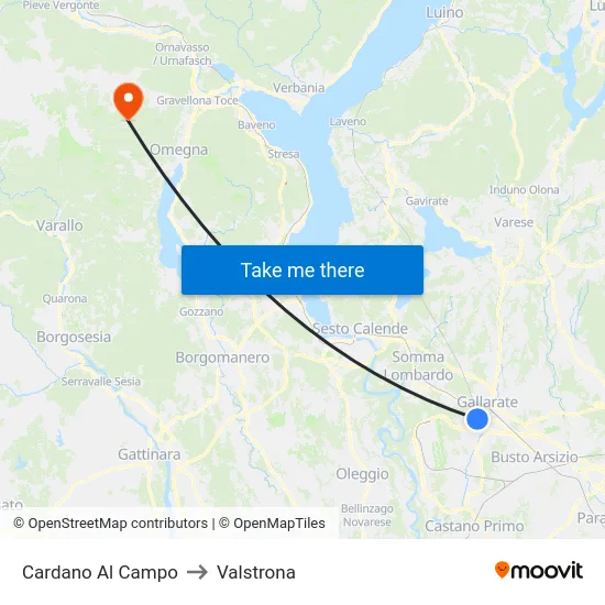 Cardano al Campo to Valstrona map