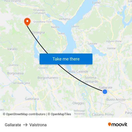 Gallarate to Valstrona map