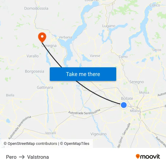 Pero to Valstrona map