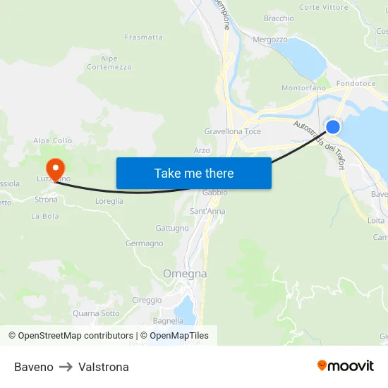 Baveno to Valstrona map