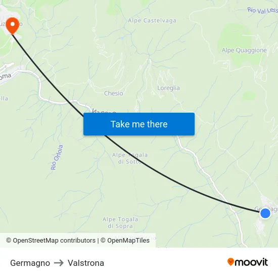 Germagno to Valstrona map