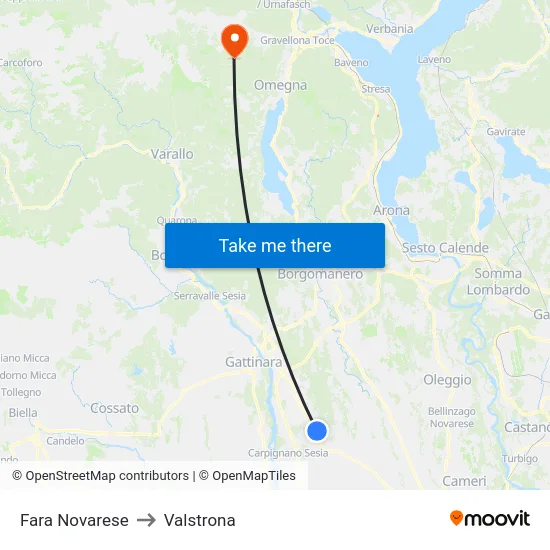 Fara Novarese to Valstrona map