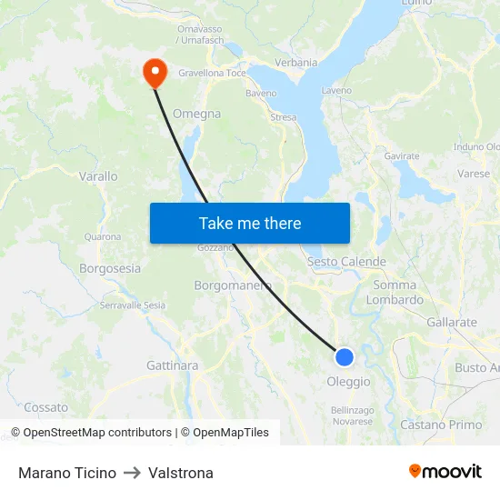 Marano Ticino to Valstrona map