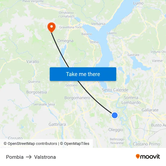 Pombia to Valstrona map