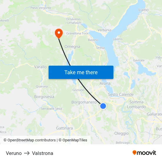 Veruno to Valstrona map