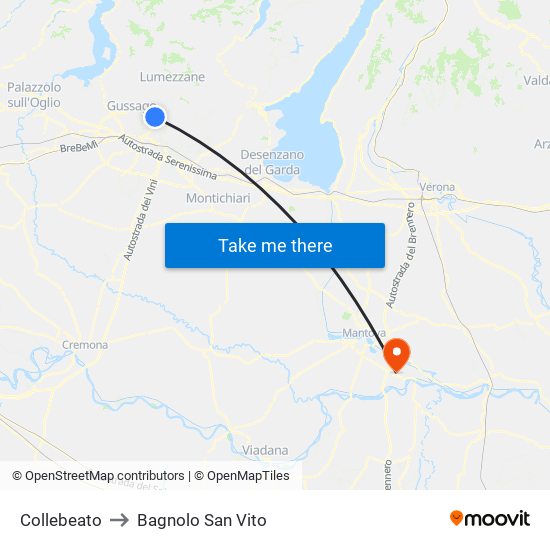 Collebeato to Bagnolo San Vito map
