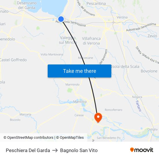 Peschiera Del Garda to Bagnolo San Vito map