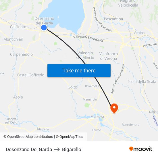 Desenzano Del Garda to Bigarello map