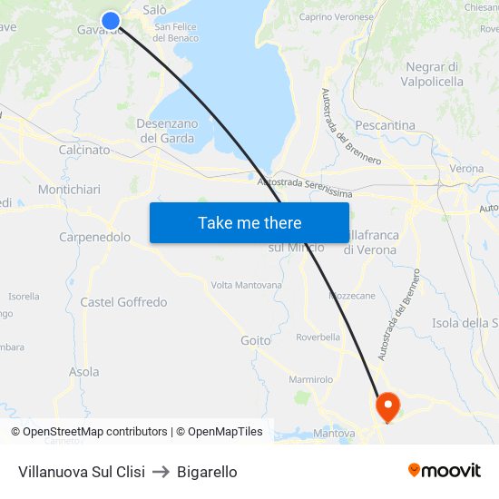 Villanuova Sul Clisi to Bigarello map