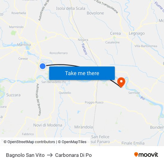 Bagnolo San Vito to Carbonara Di Po map