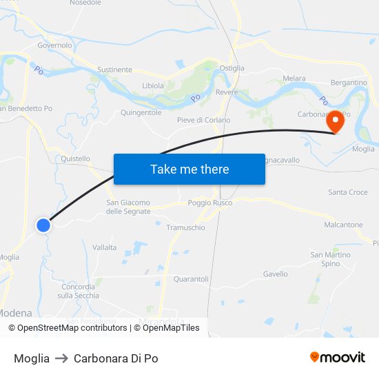 Moglia to Carbonara Di Po map