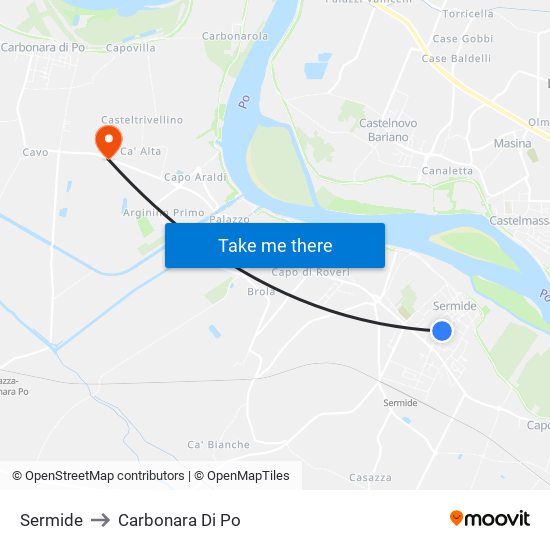 Sermide to Carbonara Di Po map