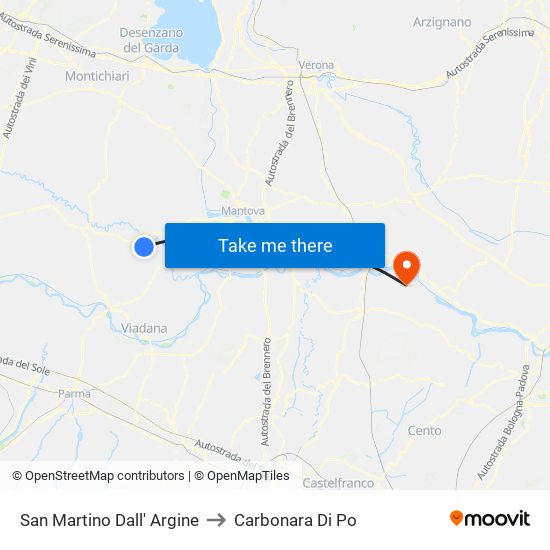 San Martino Dall' Argine to Carbonara Di Po map