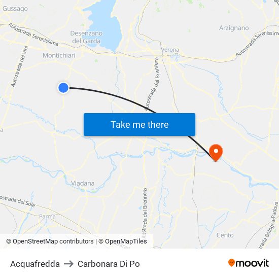 Acquafredda to Carbonara Di Po map