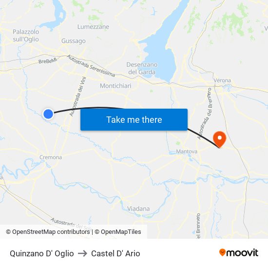 Quinzano D' Oglio to Castel D' Ario map