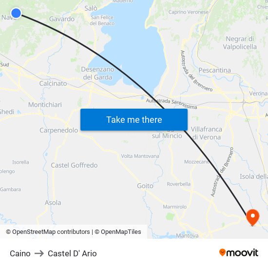 Caino to Castel D' Ario map