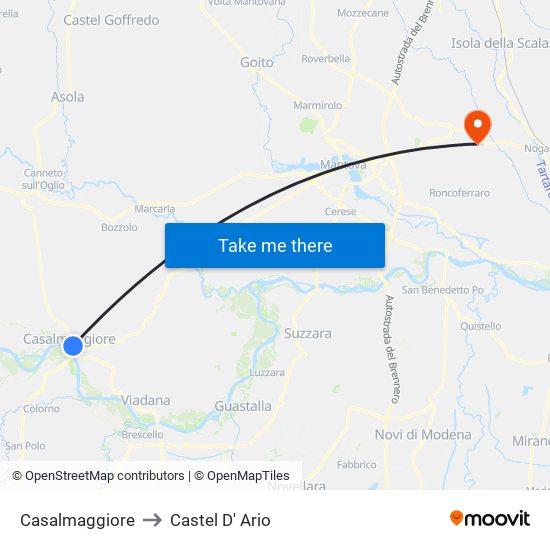 Casalmaggiore to Castel D' Ario map