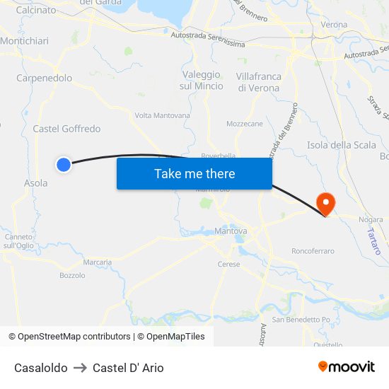 Casaloldo to Castel D' Ario map
