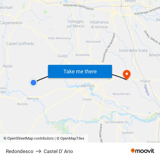 Redondesco to Castel D' Ario map