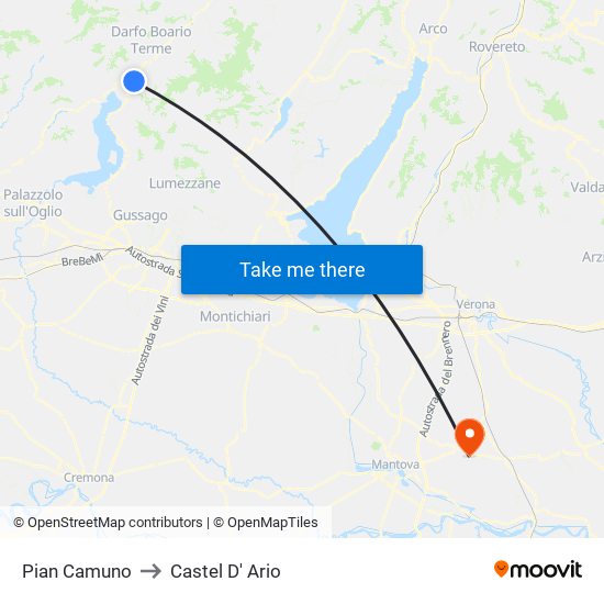 Pian Camuno to Castel D' Ario map