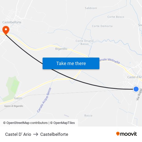 Castel D' Ario to Castelbelforte map