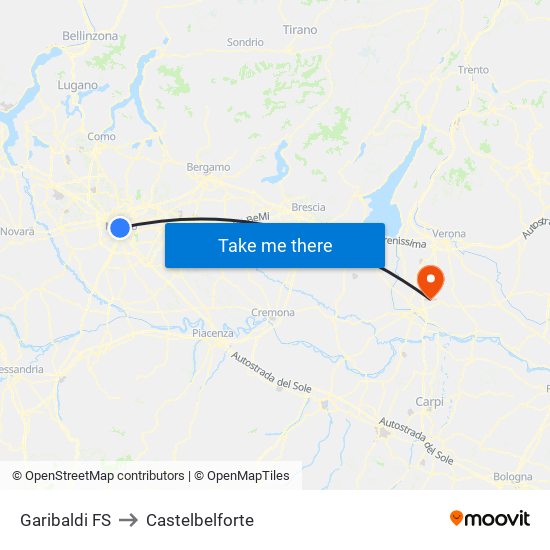 Garibaldi FS to Castelbelforte map